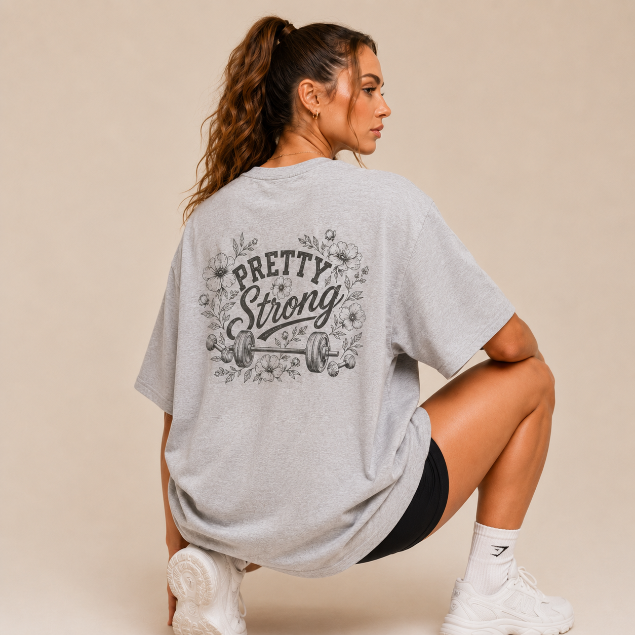 Flowers and Barbells Unisex Oversized High Neck T-shirt