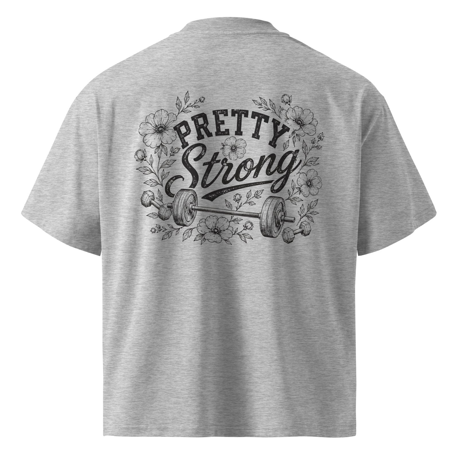 Flowers and Barbells Unisex Oversized High Neck T-shirt - Image 2