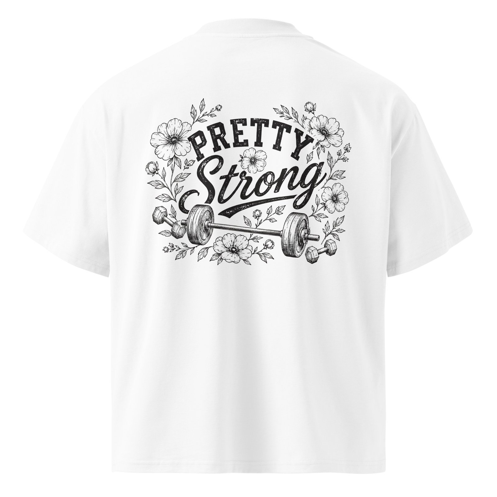 Flowers and Barbells Unisex Oversized High Neck T-shirt - Image 3