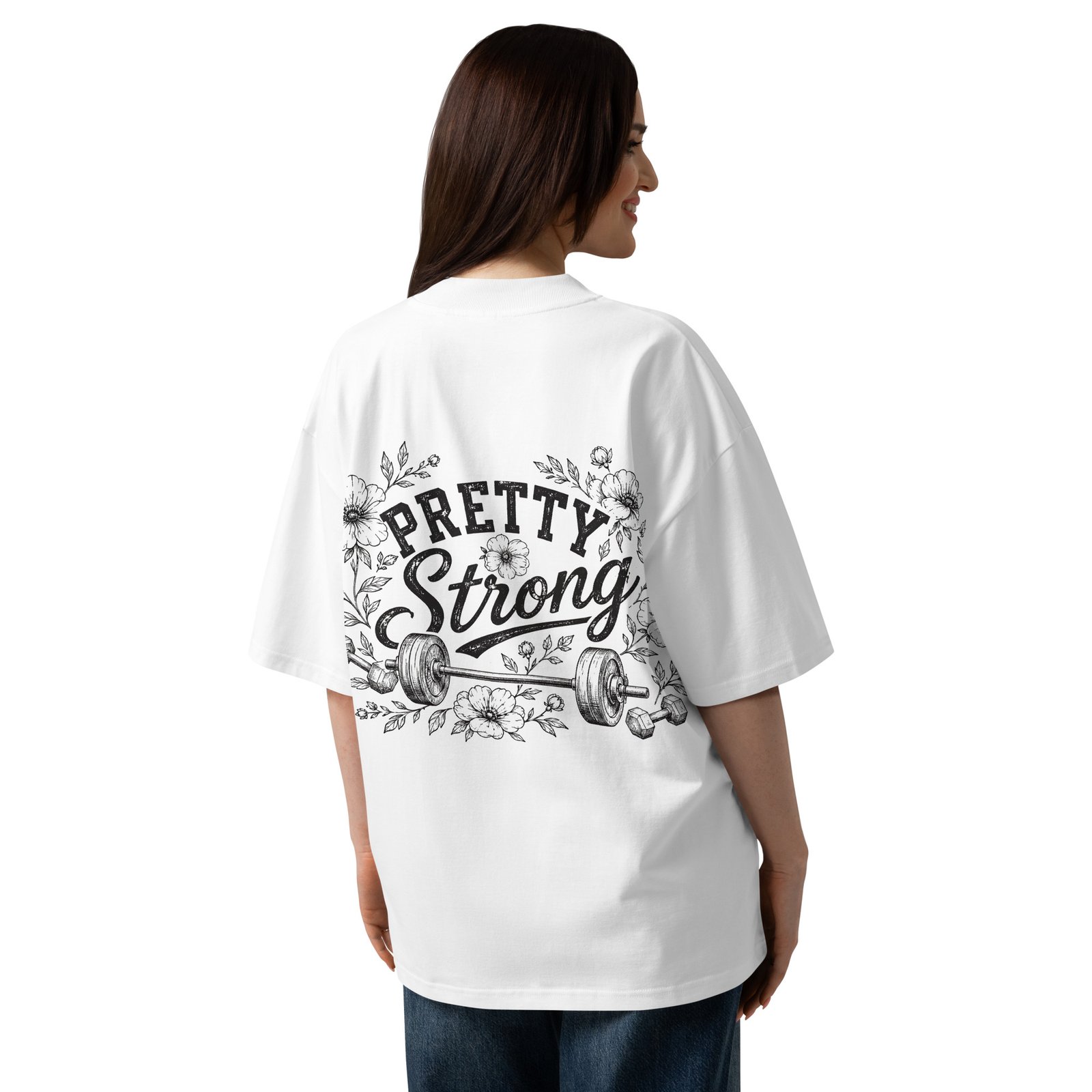 Flowers and Barbells Unisex Oversized High Neck T-shirt - Image 6